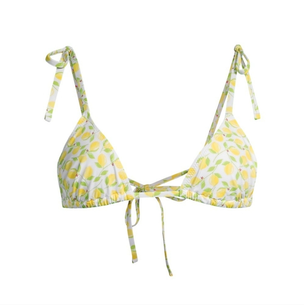 Solid and striped lemon bikini